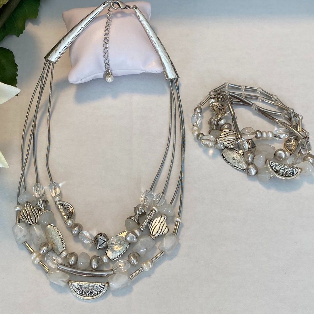 Coldwater Creek Silver Tone Necklace & Bracelet